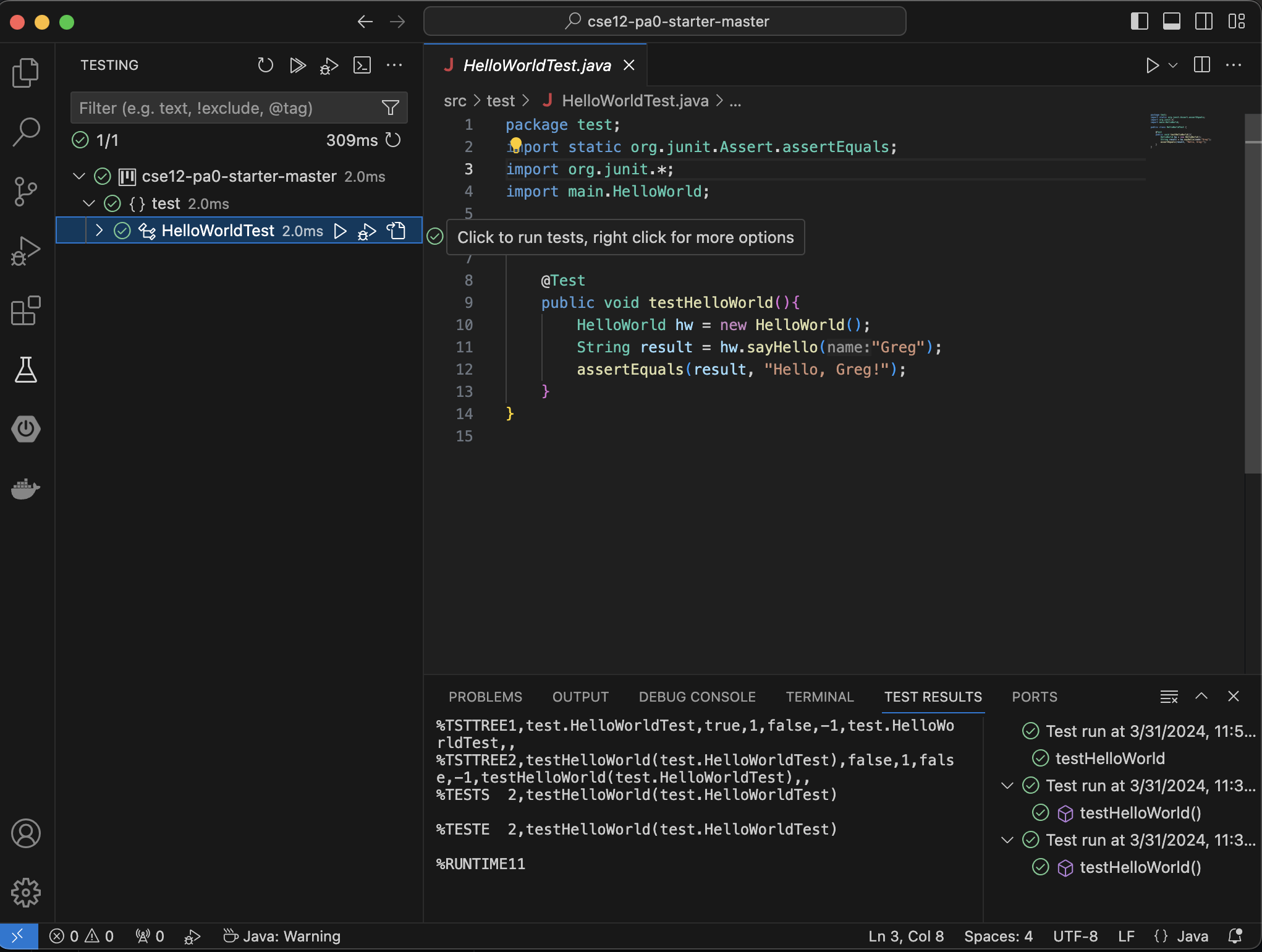 Run Tests in VSCode